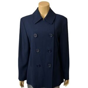 VTG Lauren Ralph Lauren Navy Blue Wool Classic Pea Coat Women’s Sz. 6P